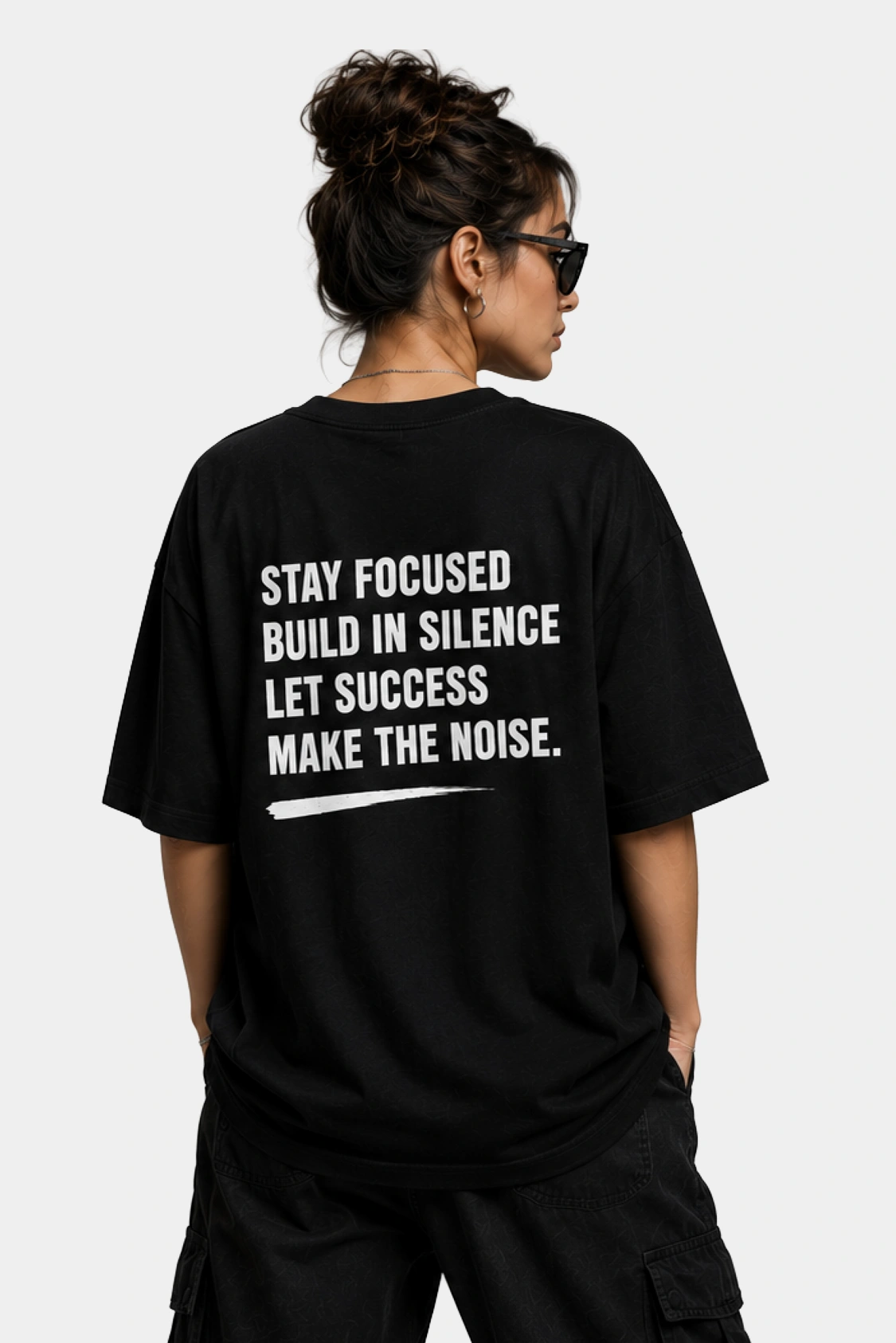 Stay Focused Black Oversized T Shirt - Image 2